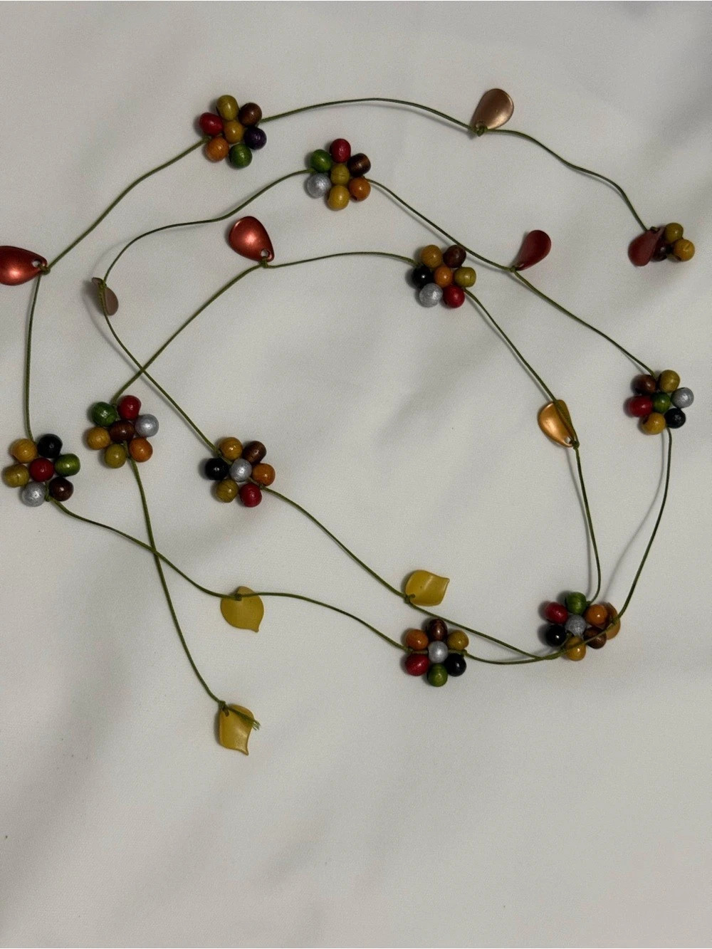 Multicolor & Green Floral Beaded Necklace